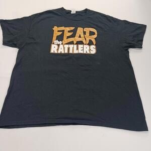 Gildan Ultra Cotton Fear The Rattlers Men Black Graphic T-Shirt Short Sleeve XL